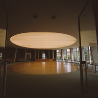 Round ornamental ceiling with lighting 