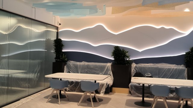 Декоративный потолок Paper Design в ресторане ВТБ, Москва-Сити