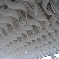 Photo of a paper ceiling with lighting 