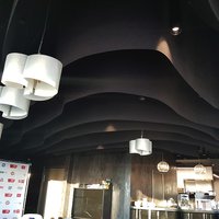 Non-flammable suspended ceiling in a bar, Moscow City 