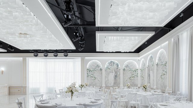 Белоснежный потолок Wave ceiling® для ресторана в Якутске